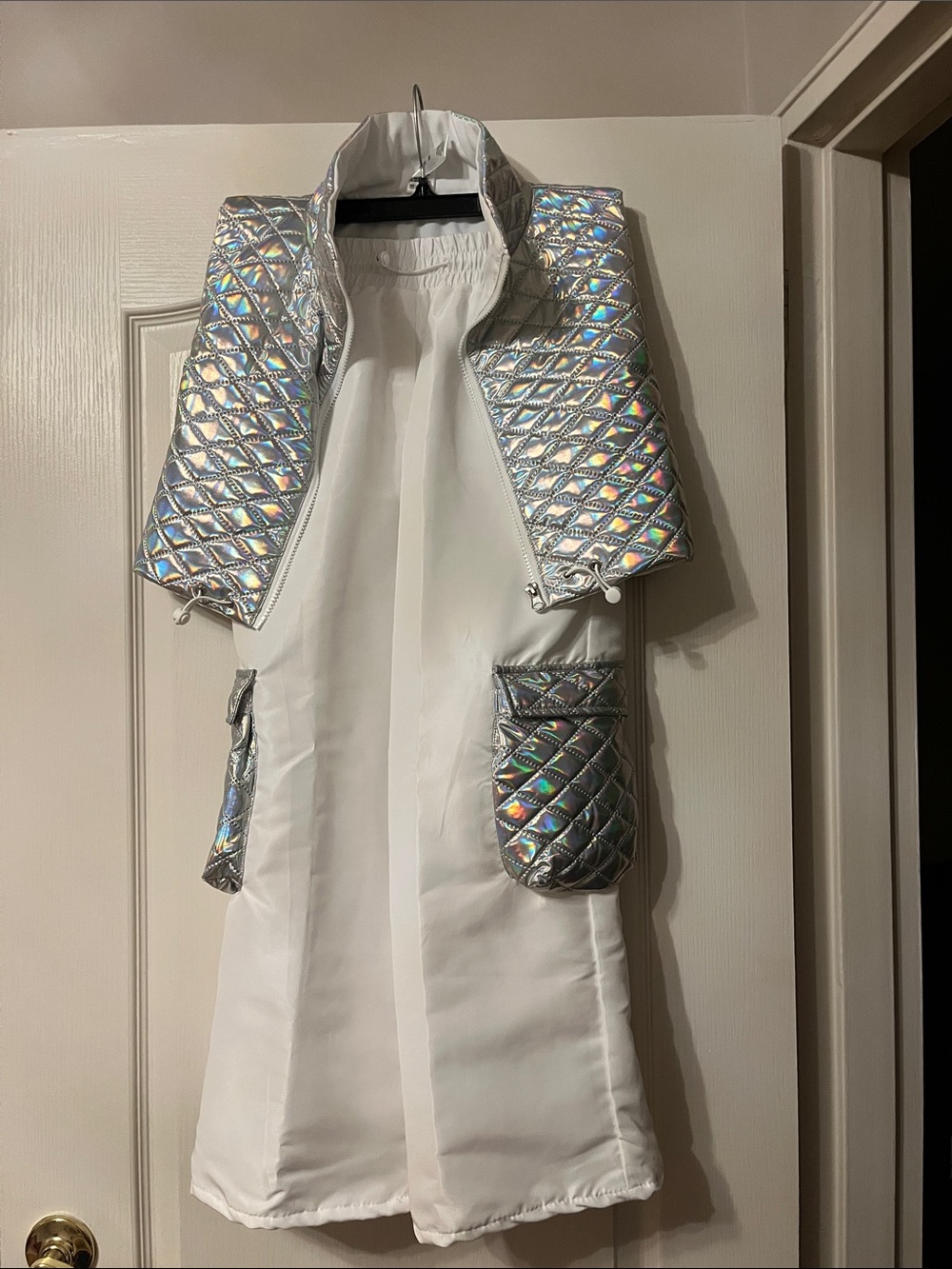Girl’s Holographic Silver Quilted Accent Dance pants suit